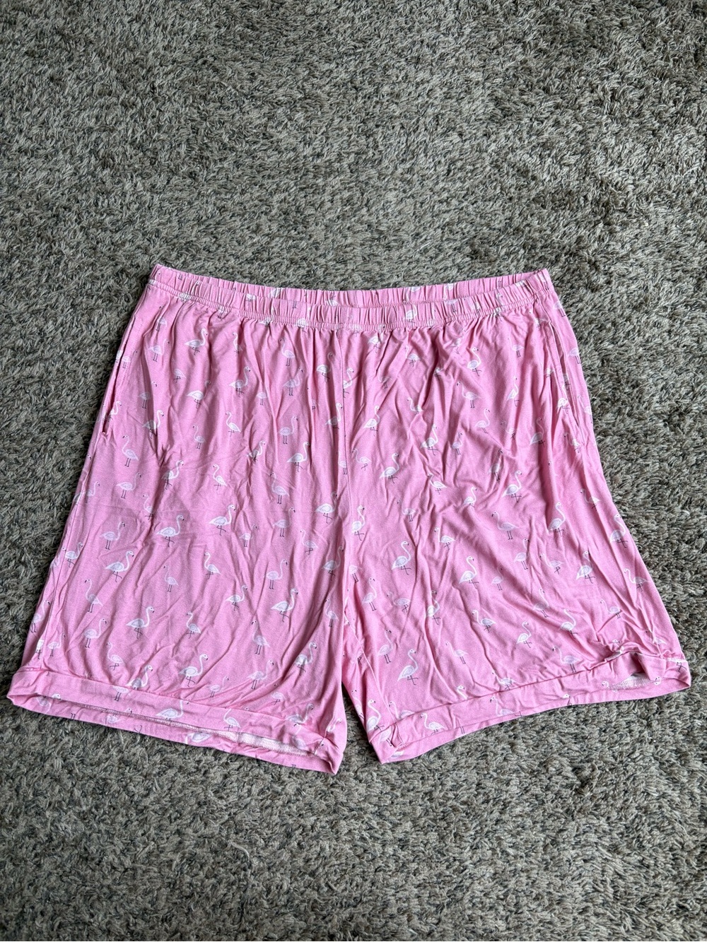 Little One Shop Pink Flamingo Animal Print Sleep Shorts Elastic Waist L Bamboo